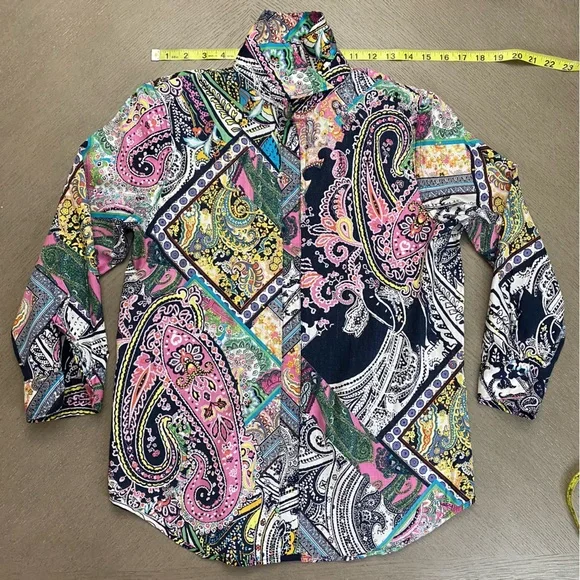 NWT Lauren Ralph Lauren Multi Color Fash 3 Paisley Pattern Button Down Shirt Sm - Picture 7 of 15